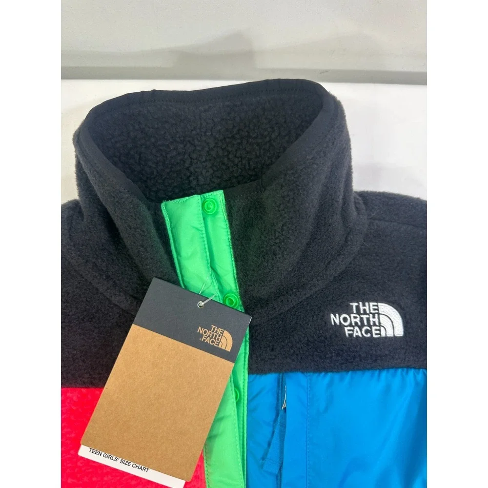 The North Face Girl's XL Snap Fleece Mashup Jacket Pink/Green NWT $99 New - Picture 5 of 9